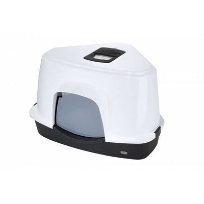Closed corner toilet for cats EUROPET BERNINA JUMBO 56x70x46, black/white